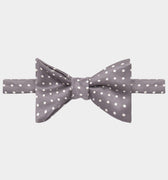 Grey & White Spots Silk Handmade Bow Tie