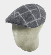 Grey With White Overcheck Twill Wool Roma Cap