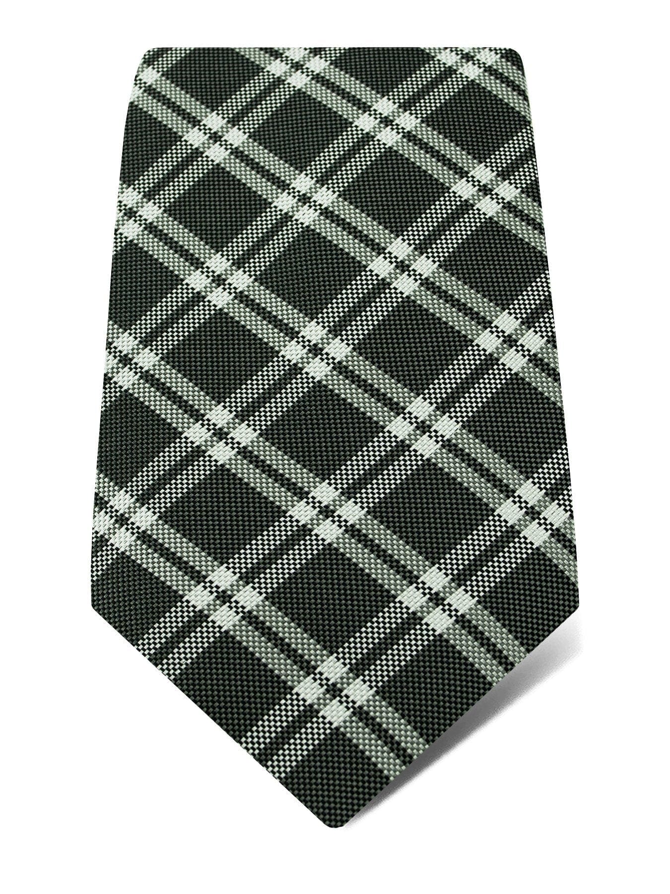 Grey Woven Silk Tie with White Large Check