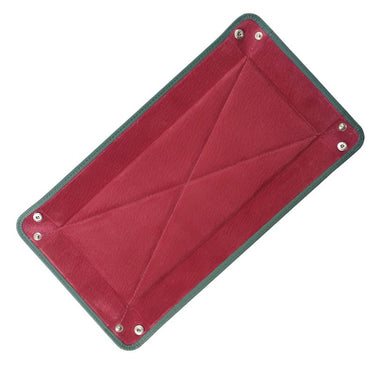 Large Dark Green With Burgundy Suede Tidy Tray