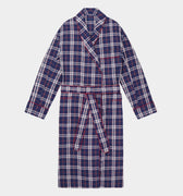 Large Red & Blue Check Cotton Gown With Red Piping