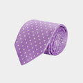 Lilac Printed Silk Tie with White Medium Spots