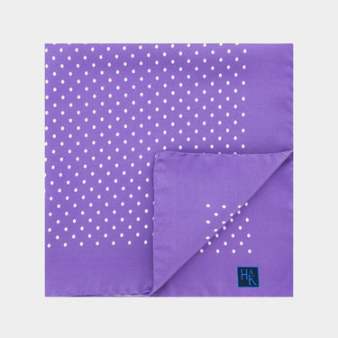 Lilac Silk Handkerchief with White Medium Spots