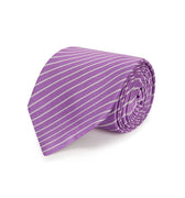 Lilac & White Stripes Woven Silk Tie