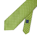 Lime Printed Silk Tie with White Medium Spots