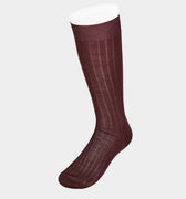 Long Plain Dark Red Cotton Socks