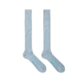 Long Plain Light Blue Cotton Socks