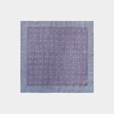 Navy & Purple Spot Silk & Wool Handkerchief