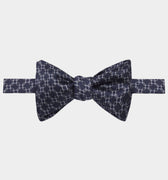 Navy, Silver & Grey Chain Links Silk Handmade Bow Tie