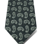 Navy Woven Cotton & Silk Tie with White Paisley