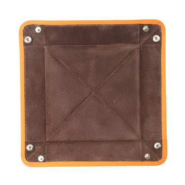 Orange Calf Leather with Brown Suede Travel Tray