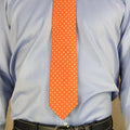 Orange Printed Silk Tie with White Medium Spots