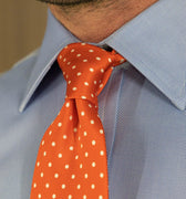 Orange Printed Silk Tie with White Medium Spots