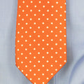 Orange Printed Silk Tie with White Medium Spots