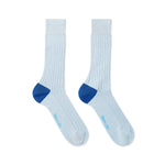 Pale Blue Cotton Socks with Contrast Heel & Toe