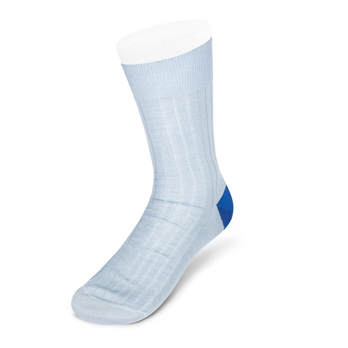 Pale Blue Cotton Socks with Contrast Heel & Toe