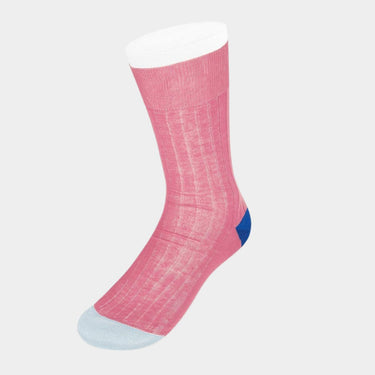 Pink Cotton Socks with Contrast Heel & Toe