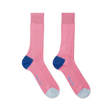 Pink Cotton Socks with Contrast Heel & Toe