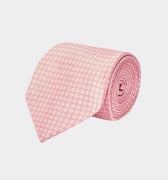 Pink Printed Silk Tie With White Rings