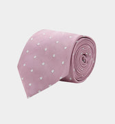 Pink & White Large Spot Woven Silk Tie