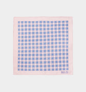 Pink With Blue Check Silk Handkerchief