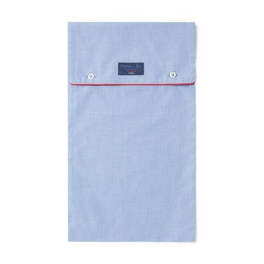 Plain Blue End On End Cotton Pyjamas With Red Piping