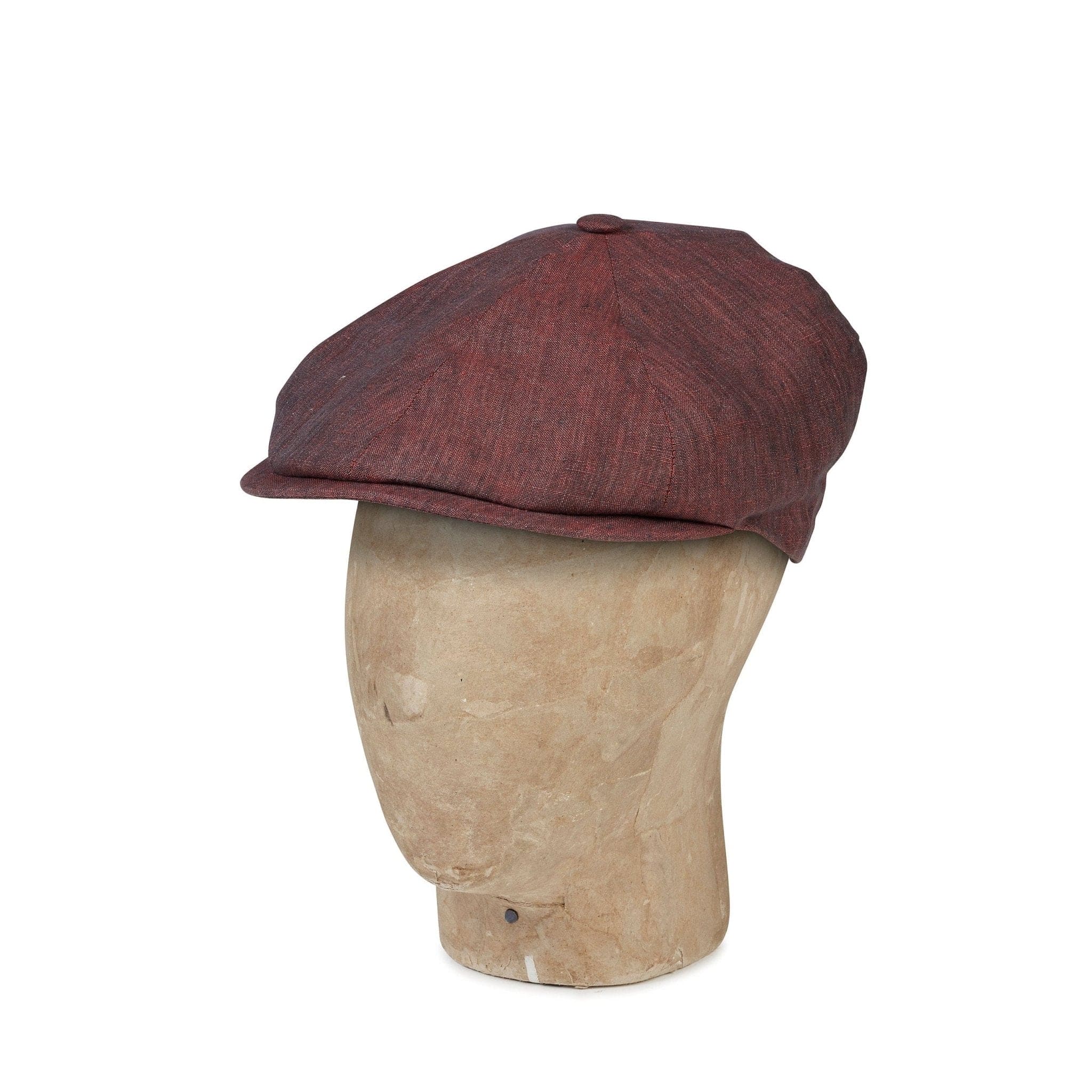 Plain Claret Linen Toni Cap