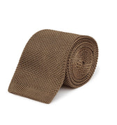 Plain Taupe Knitted Silk Tie