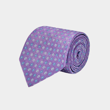 Purple & Blue Flower Woven Silk Ties