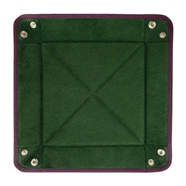 Purple Calf Leather with Dark Green Suede Travel Tray