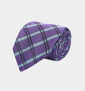 Purple Large Overchecked Woven Silk Tie