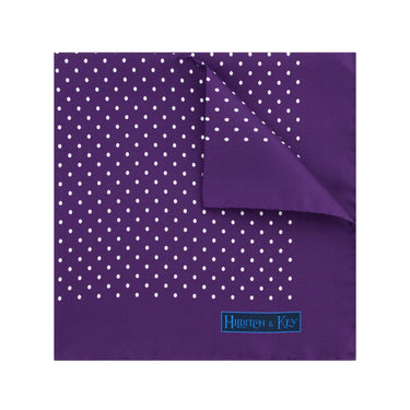 Purple Silk Handkerchief with White Medium Spots