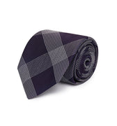 Purple with White Check Woven Silk Tie