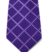 Purple with White Dotted Grid Woven Silk Tie