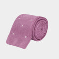 Rose Pink Knitted Silk Tie with White Spots