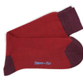 Short Dark Red Herringbone Cotton Socks