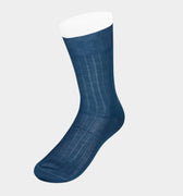 Short Plain Blue Cotton Socks