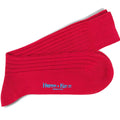 Short Plain Deep Red Cotton Socks