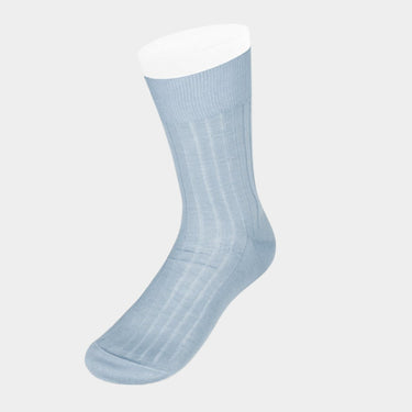 Short Plain Light Blue Cotton Socks