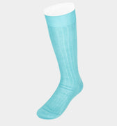 Short Plain Turquoise Cotton Socks