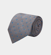 Silver With Klein Medium Spot Woven Silk Tie