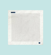 White Silk Handkerchief with Black Medium Spots