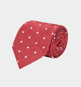 Wine & White Medium Spot Woven Silk Tie