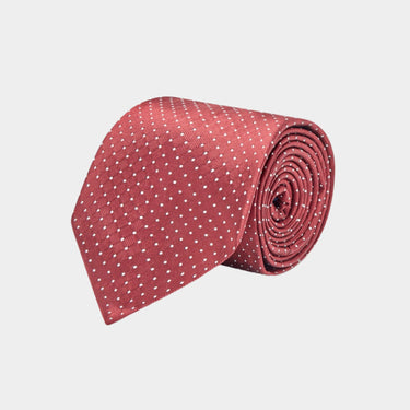 Wine & White Pin Spot Woven Silk Tie