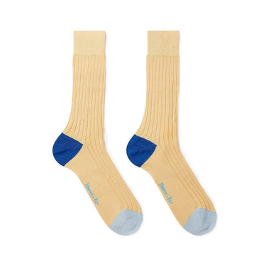 Yellow Cotton Socks with Contrast Heel & Toe