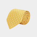 Yellow Printed Silk Tie with White Medium Spots