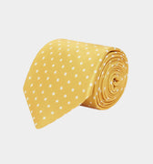 Yellow Printed Silk Tie with White Medium Spots